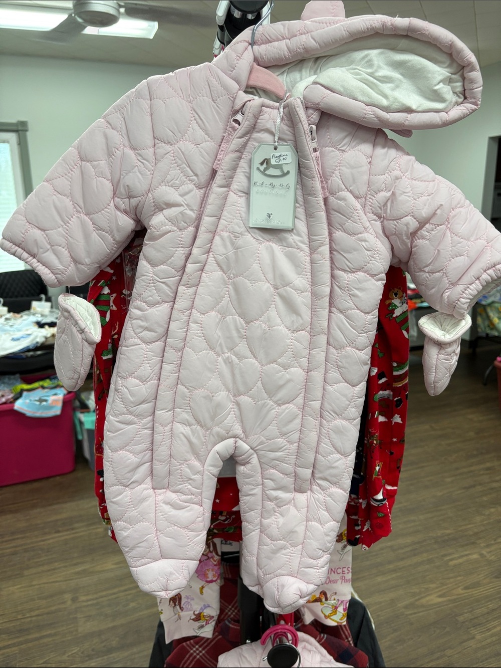 Carter's Light Pink Quilted Hooded Footed Snowsuit